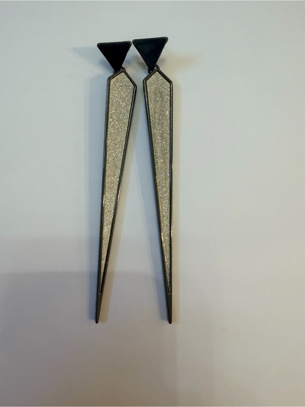 Steve Madden Modern Geometric Drop Earrings in Silver and Black